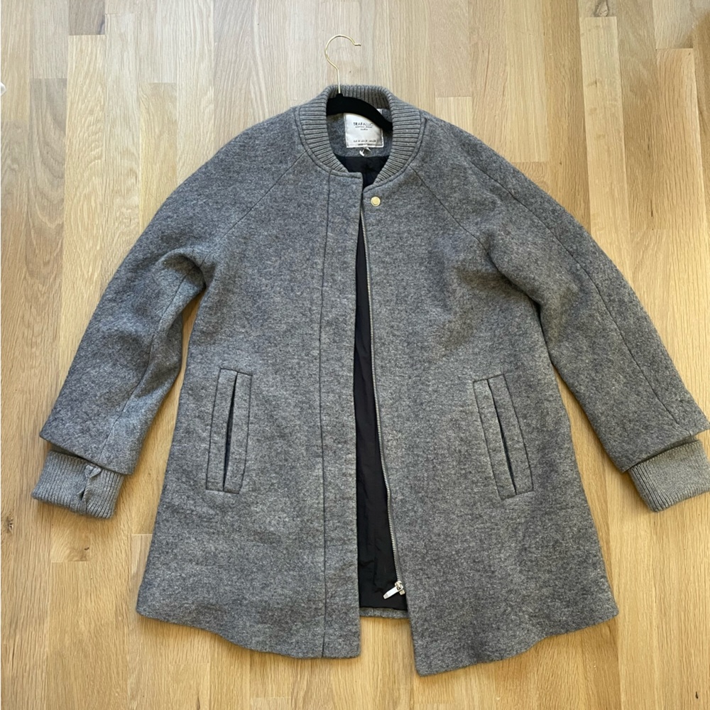 Zara Bomber Jacket Grey Women’s Long Medium